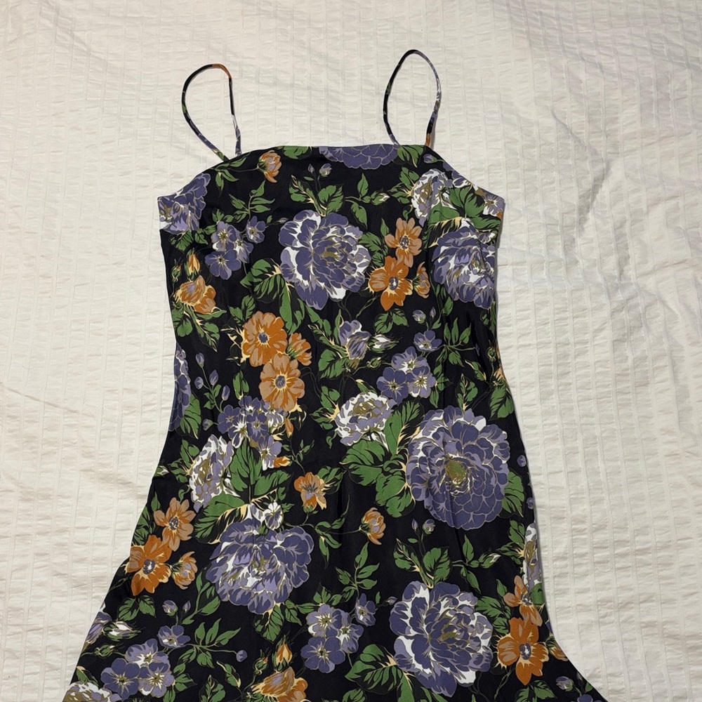 NWT FARM Rio Black Floral Mini Slip Dress